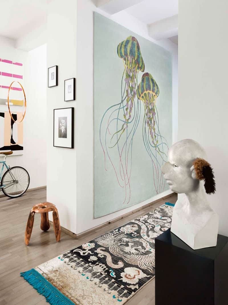 Jellyfish handgeknoopt vloerkleed