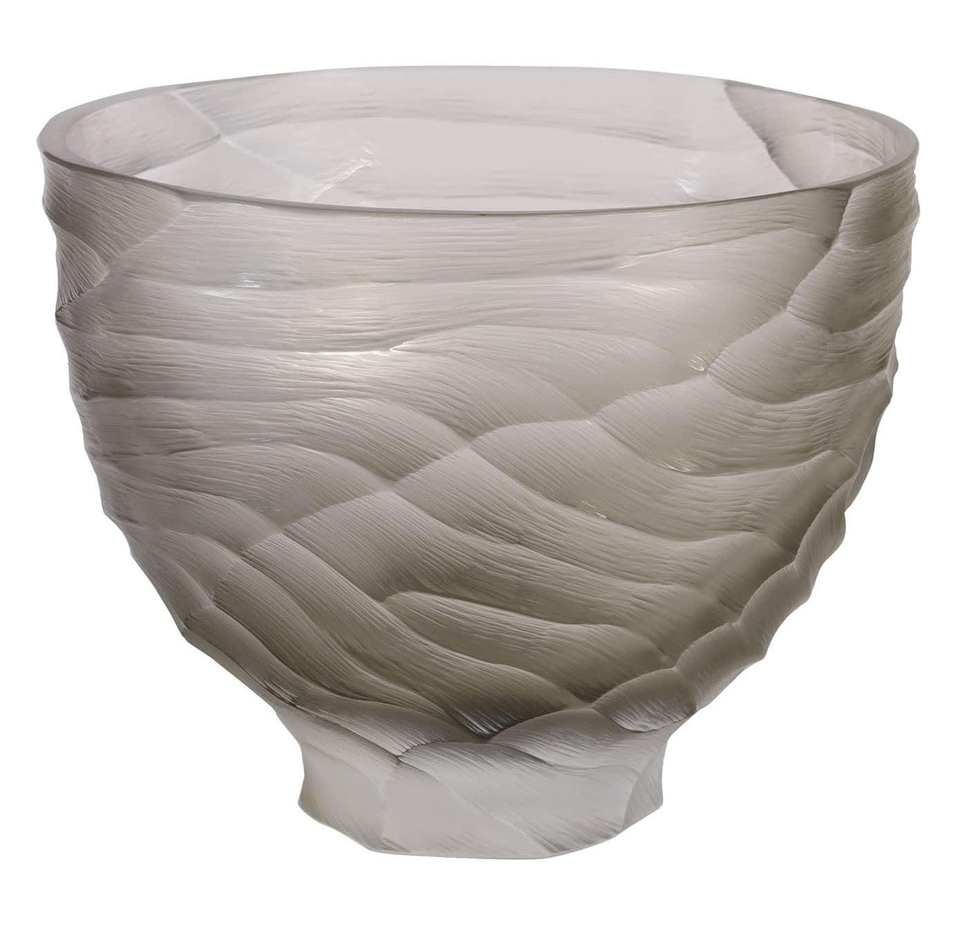 Grand vase en forme de coupe en verre de Murano gris