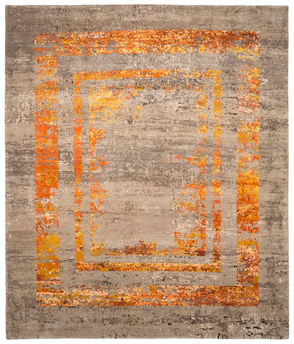 Artwork 27 drievoudige rand oranje vloerkleed