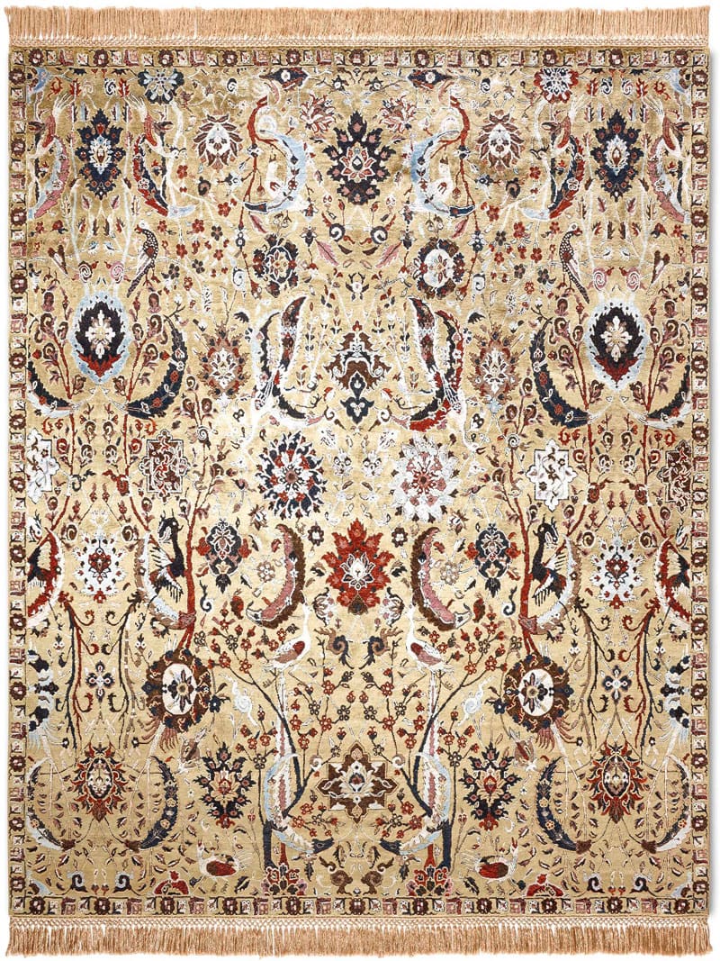 Kerman geel handgemaakt luxe vloerkleed
