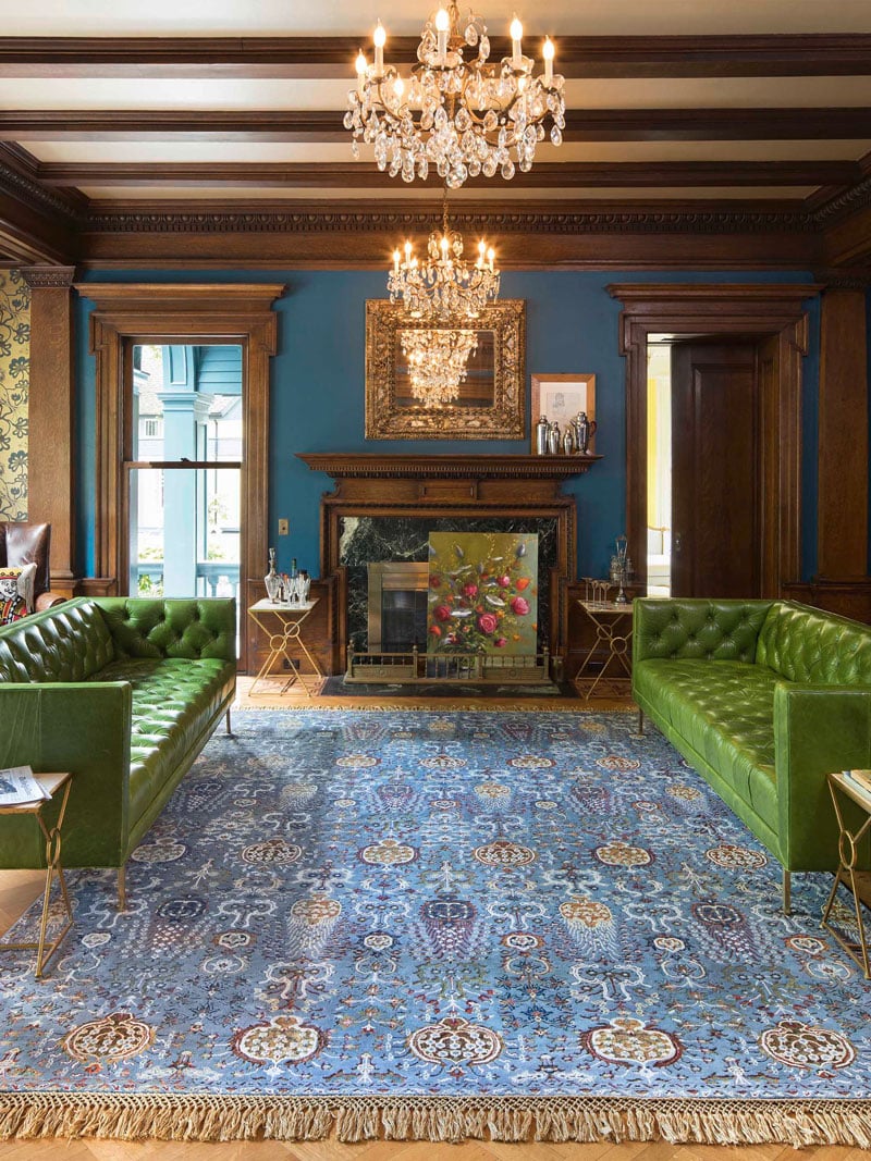 Tapis de luxe fait main Isfahan bleu clair