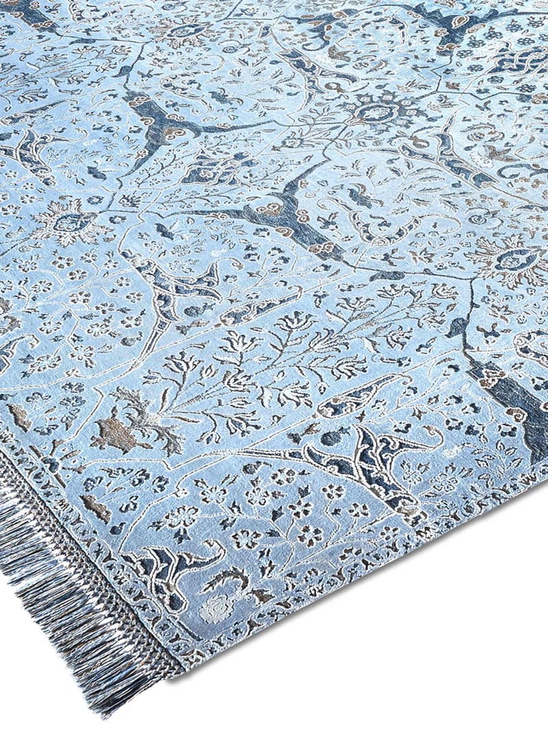 Teheran Blue handgemaakt luxe vloerkleed | Maat: 183 × 274 cm