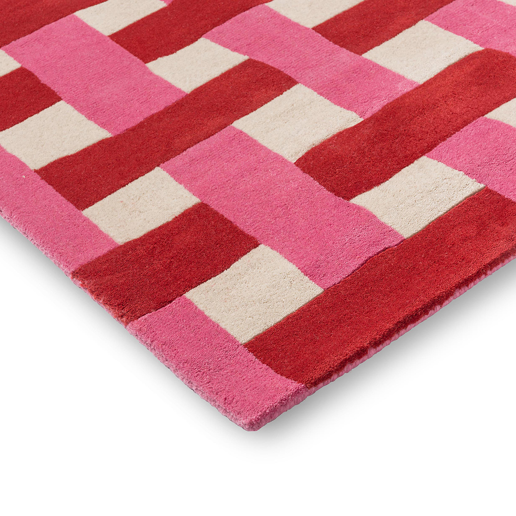 Tapis Basket Weave corail/rose