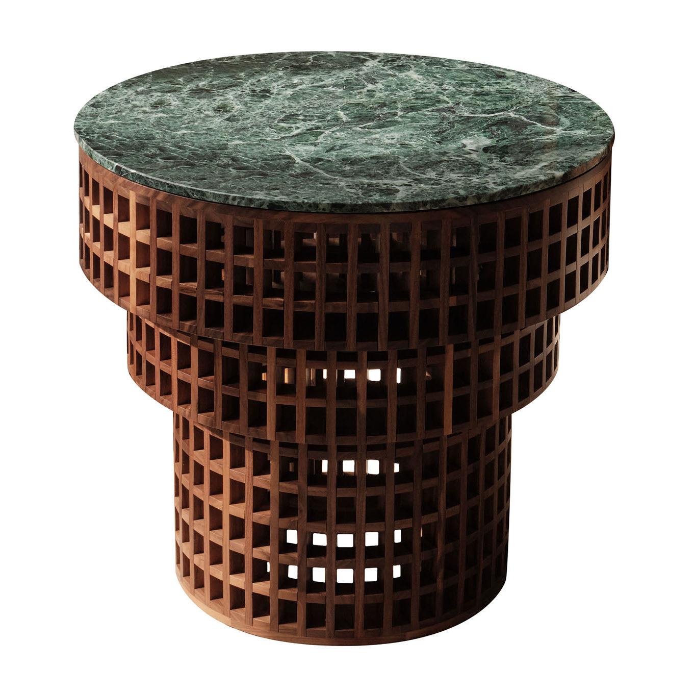 Walnoot en marmeren bijzettafel