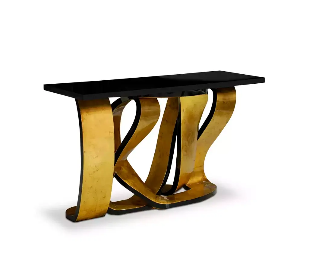 Console dorée à la feuille Ribbon