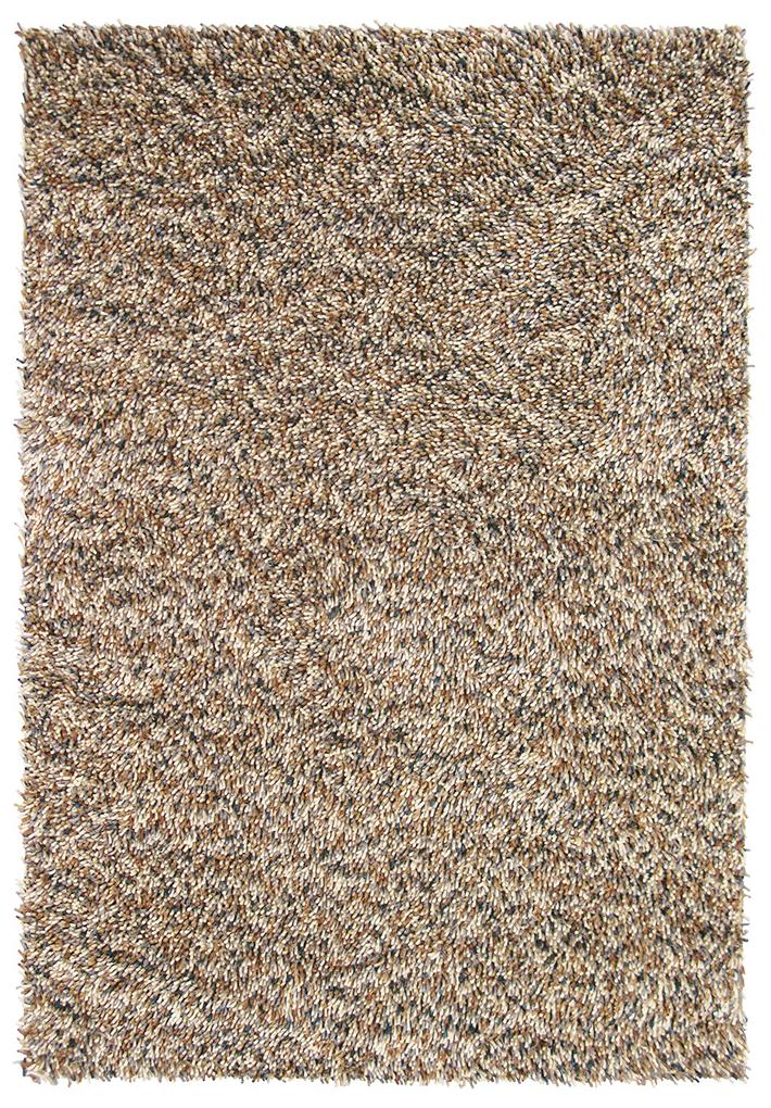 Tapis Rocks à poils longs en laine feutrée beige/brun