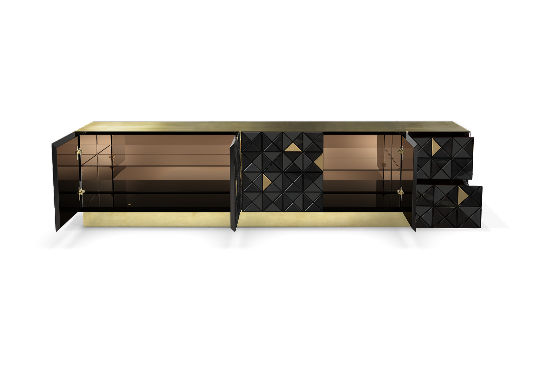Meuble TV Mosaic noir et or