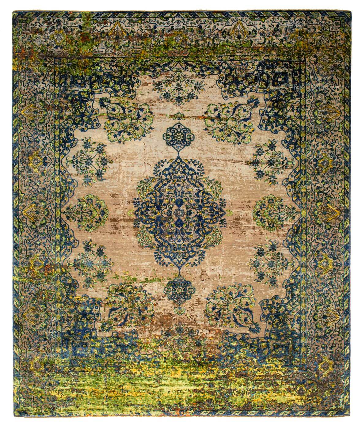 Kirman Robson Artwork 19 groen vloerkleed