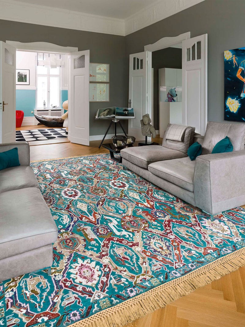 KavaBagh groen handgemaakt luxe vloerkleed