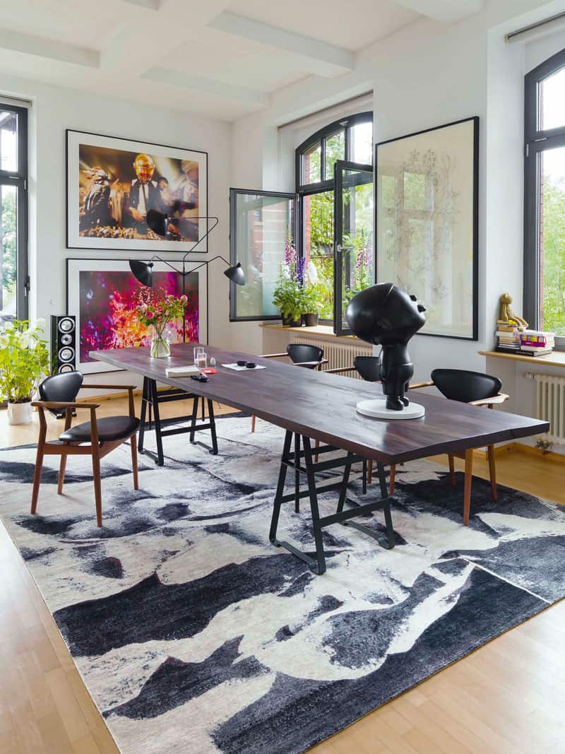 Black & White handgemaakt luxe vloerkleed