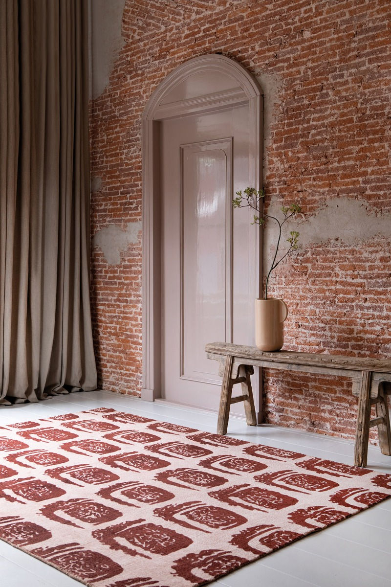 Tapis Woodblock rouge | Taille: 250 × 350 cm