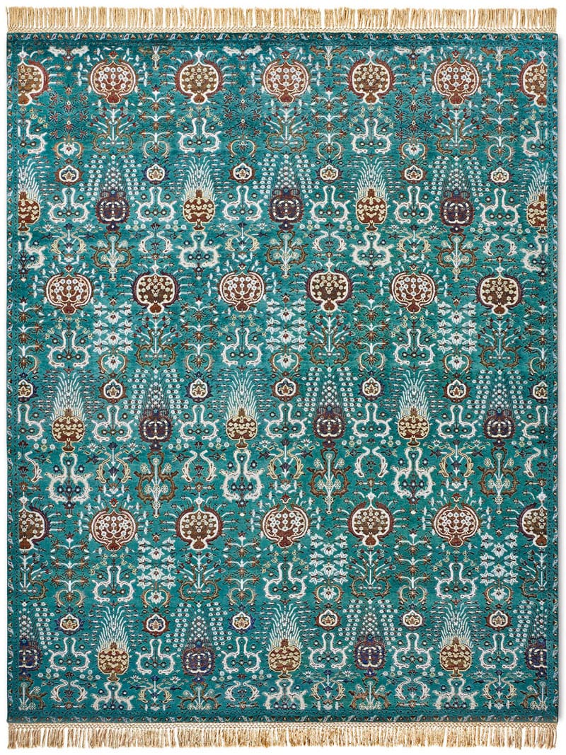 Isfahan groen handgemaakt luxe vloerkleed | Maat: 250 × 300 cm