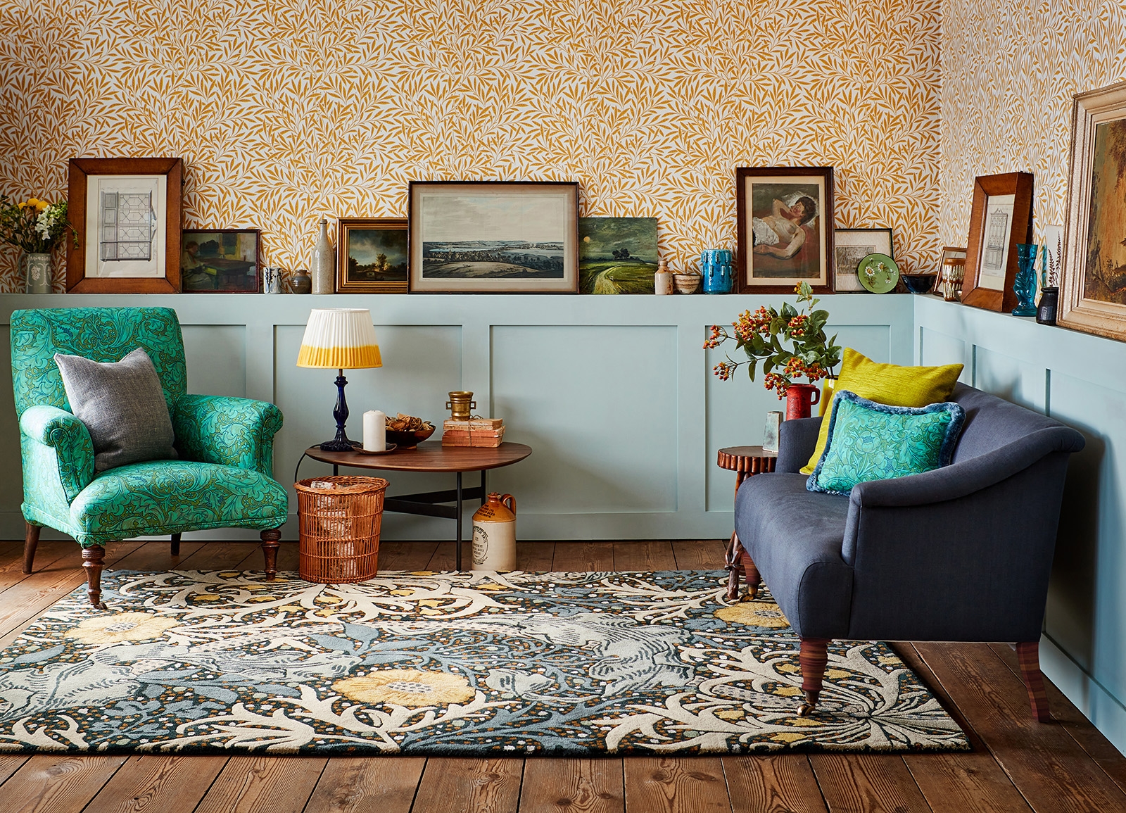 Seaweed teal vloerkleed