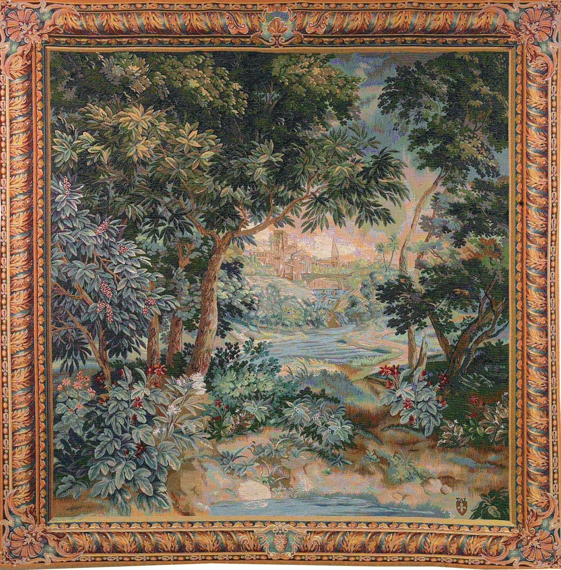 Tapisserie murale carrée Verdure cascade