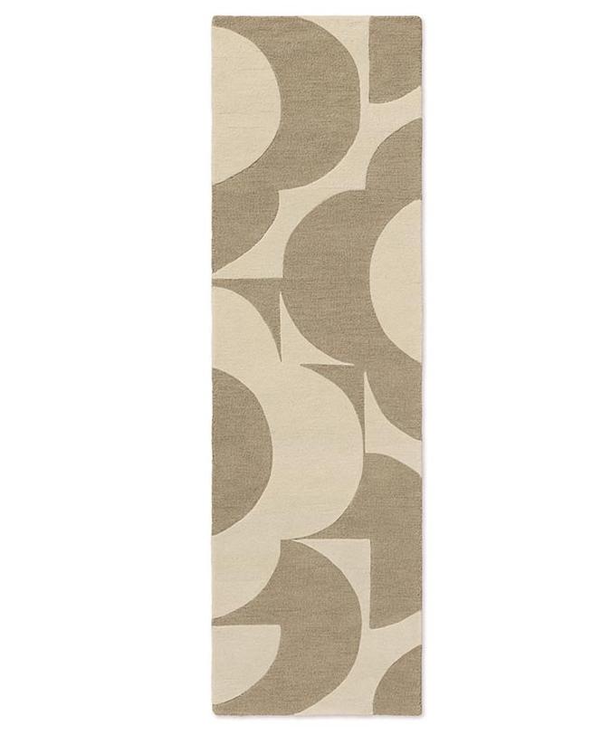 Prism Flower champignon ecru ambachtelijk vloerkleed | Maat: 67 × 230 cm