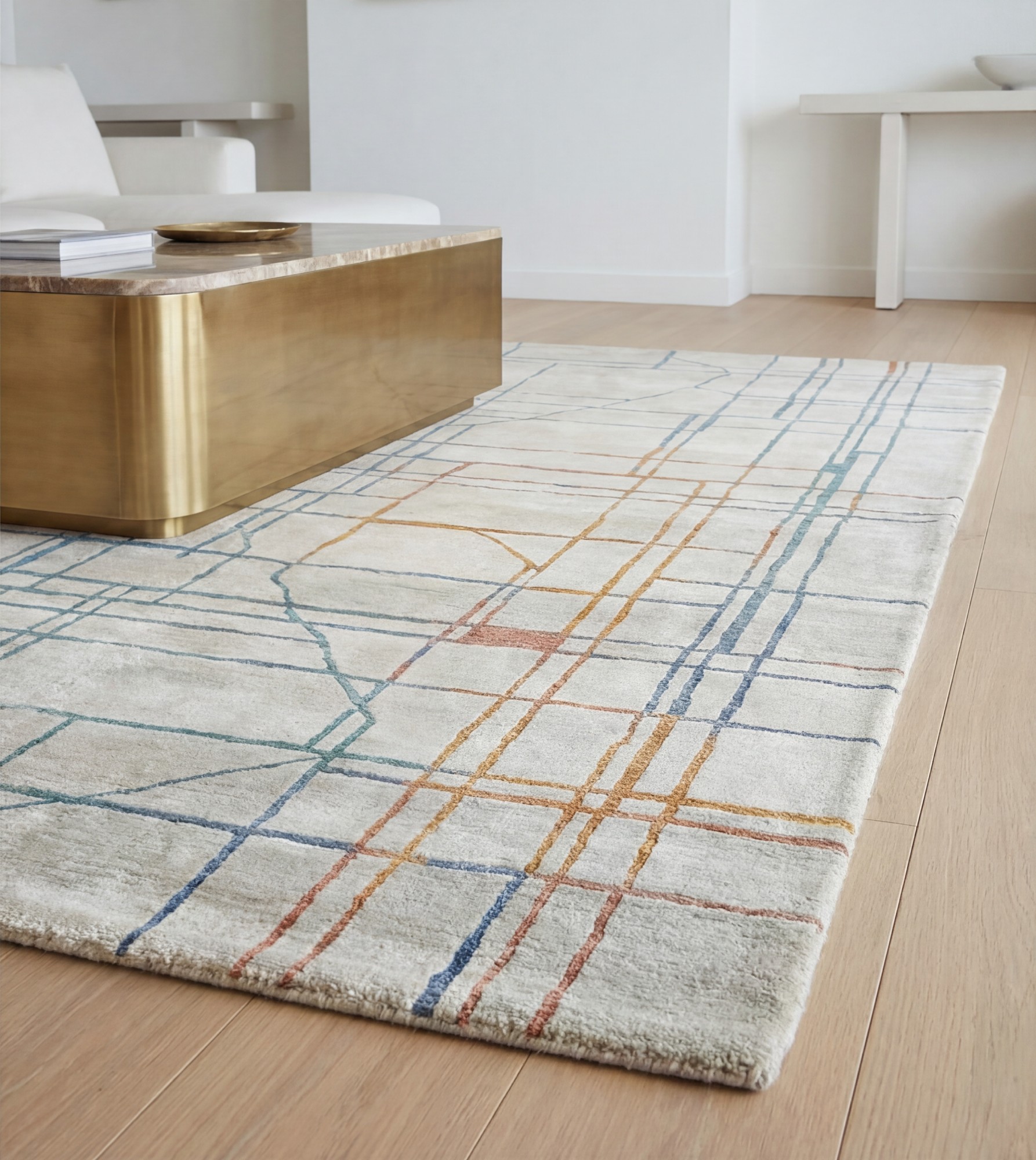 Linen Grid vloerkleed