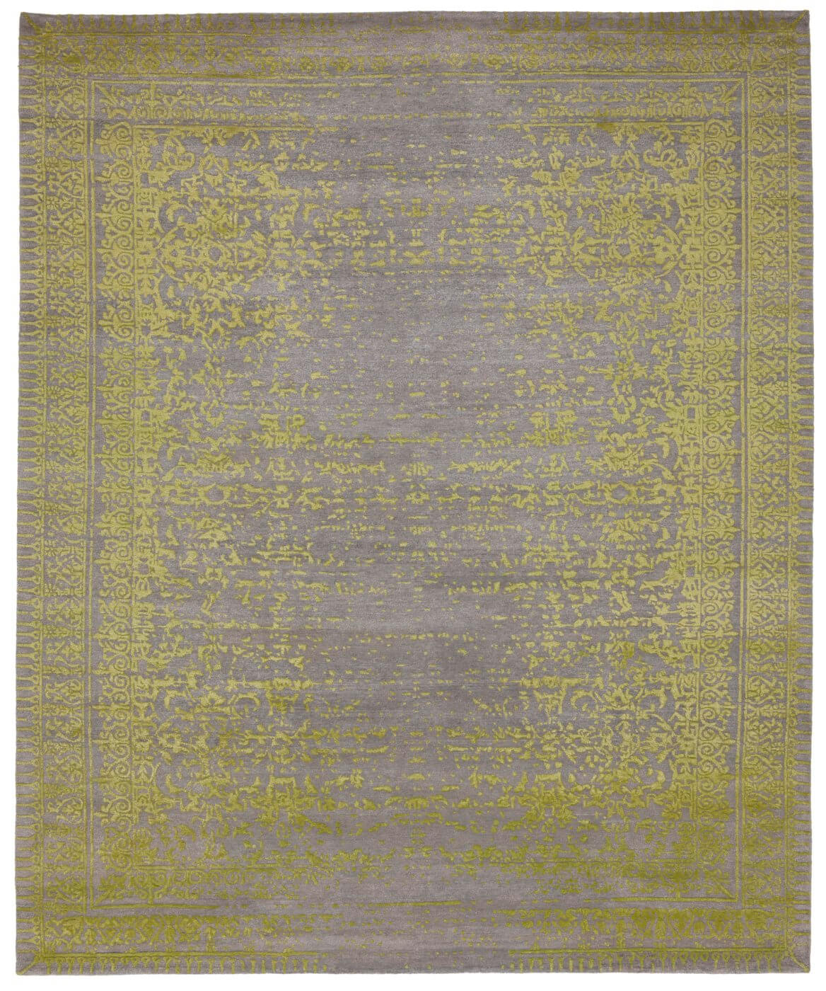 Ferrara Stomped Reverse grijs geel tapijt | Maat: 450 × 550 cm