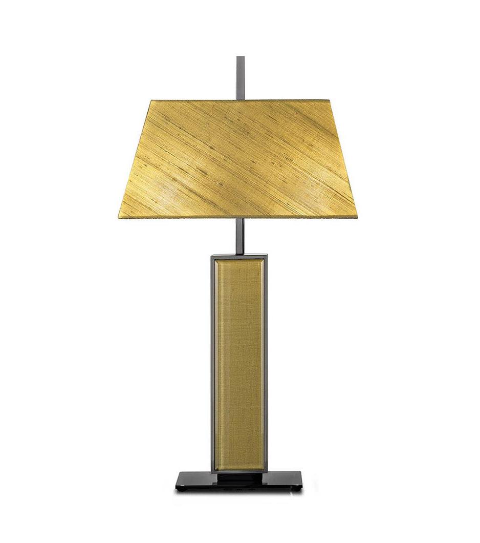 Lampe de table Élégance en métal et verre avec abat-jour tissu