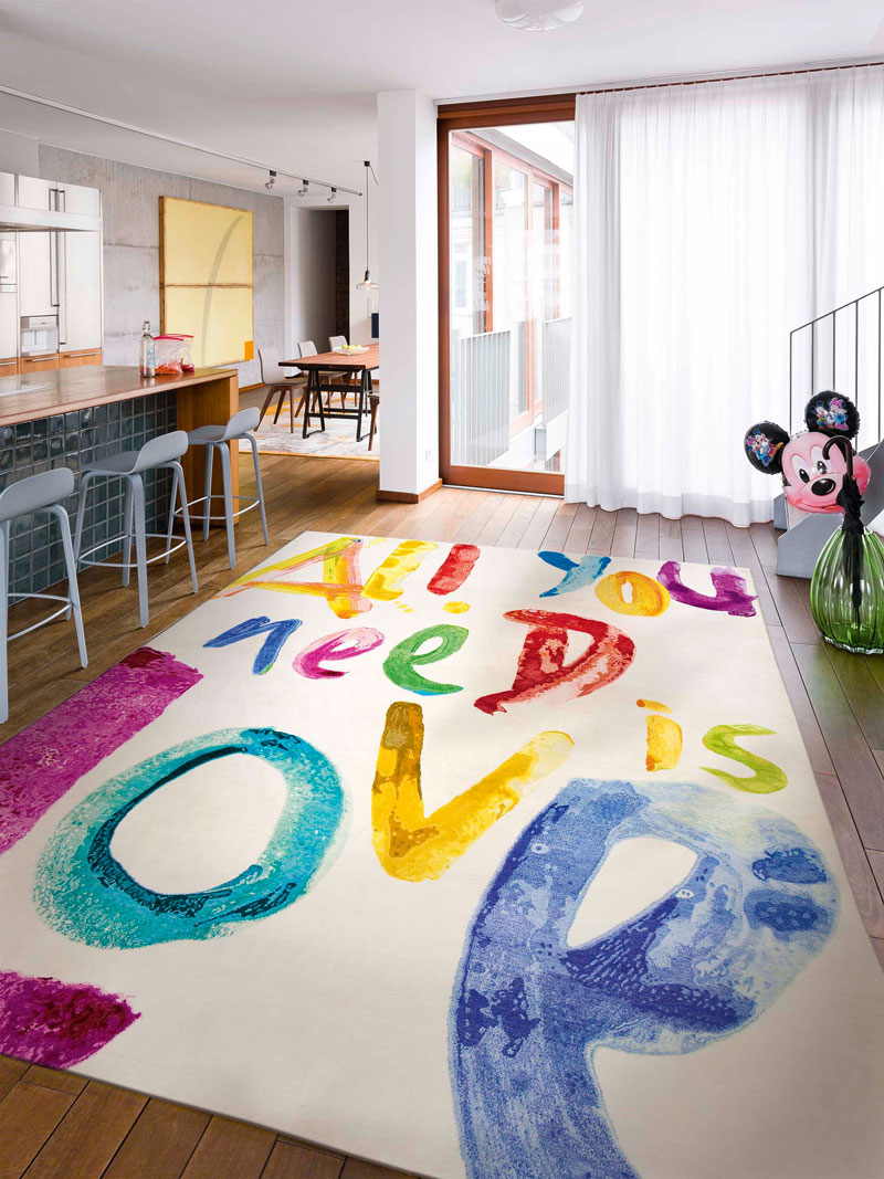 Tapis de luxe noué à la main All You need is Love