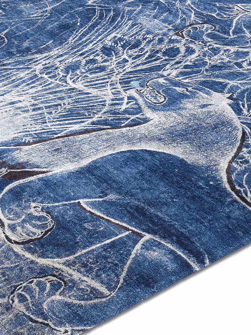 Tapis tissé main Two Lions Navy