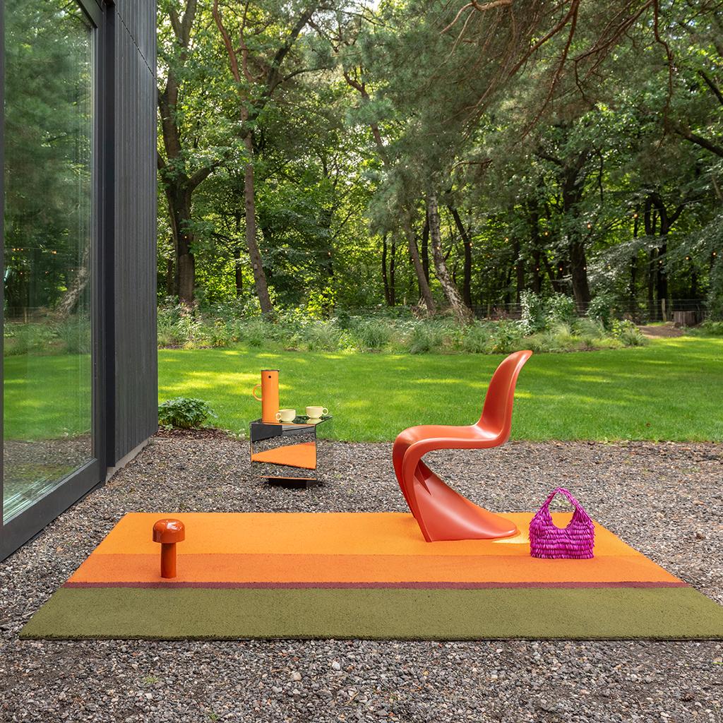 Festival streep oranje/groen outdoor tapijt | Maat: 160 × 230 cm