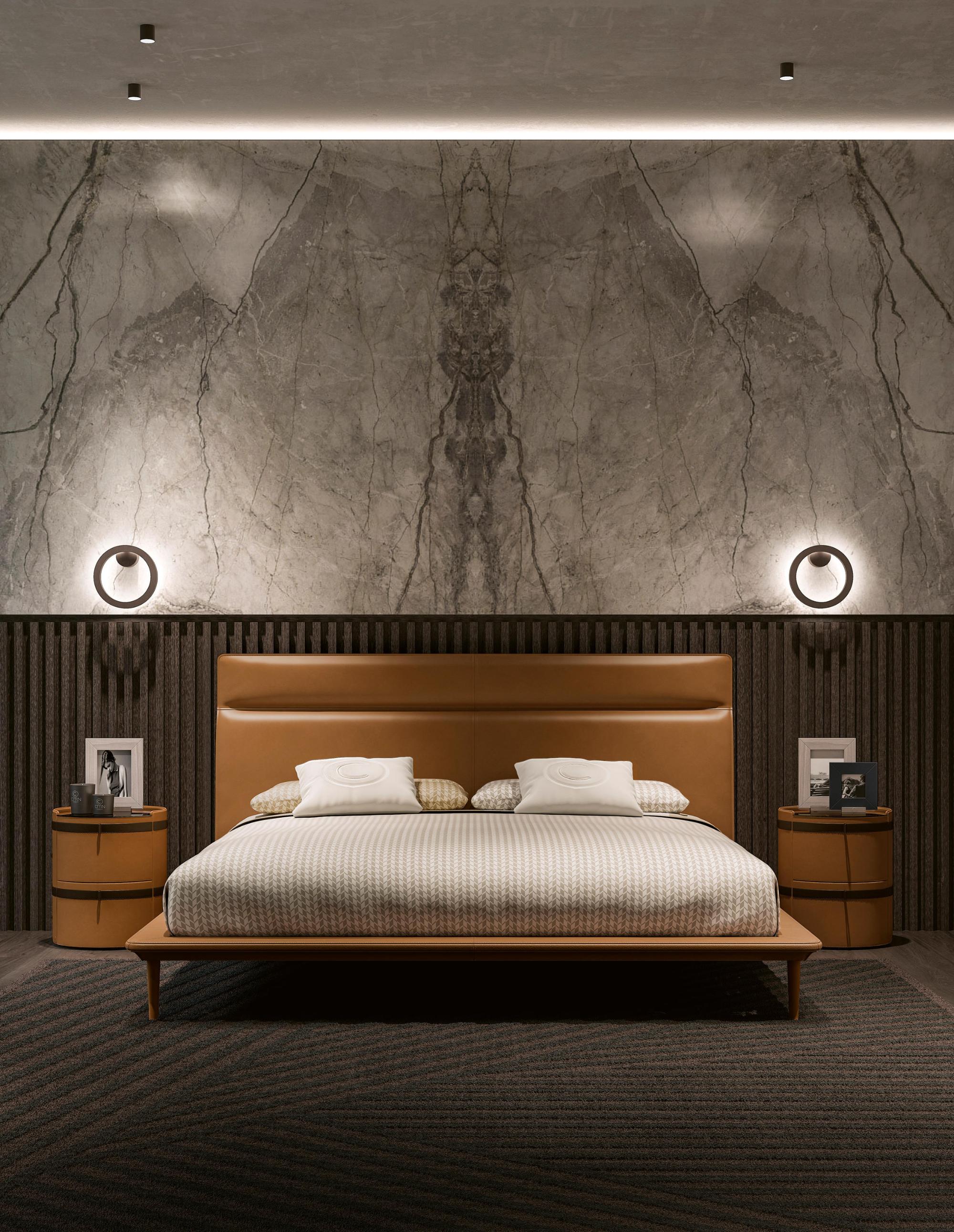 Modern lederen bed | Matrasmaat: 200 × 200 cm Modern lederen bed | Matrasmaat: 200 × 200 cm