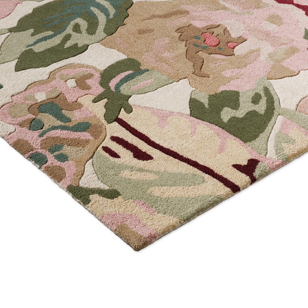 Rose & Peony rood designer vloerkleed