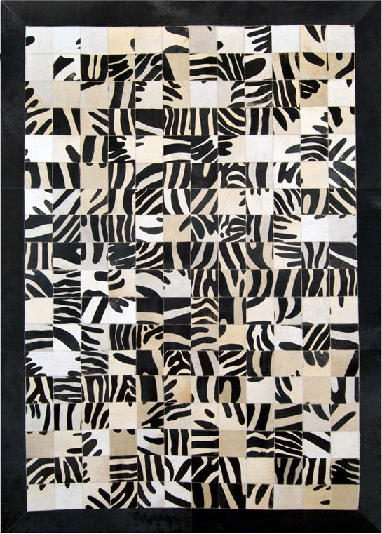 Tapis en peau de vache Mosaic zébré | Taille: 190 × 240 cm