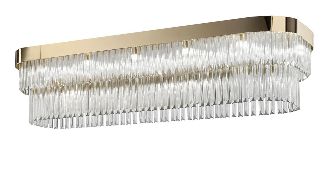 Lustre en finition or doux avec verre Triedro transparent