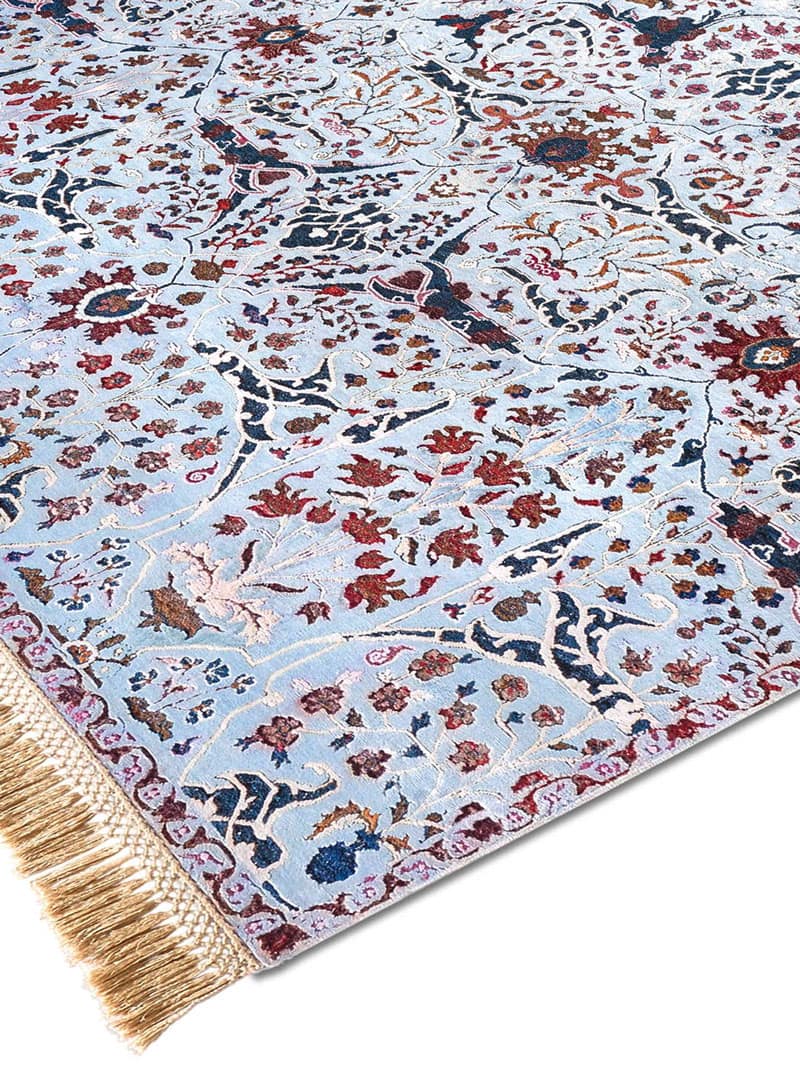 Teheran Blue handgemaakt luxe vloerkleed