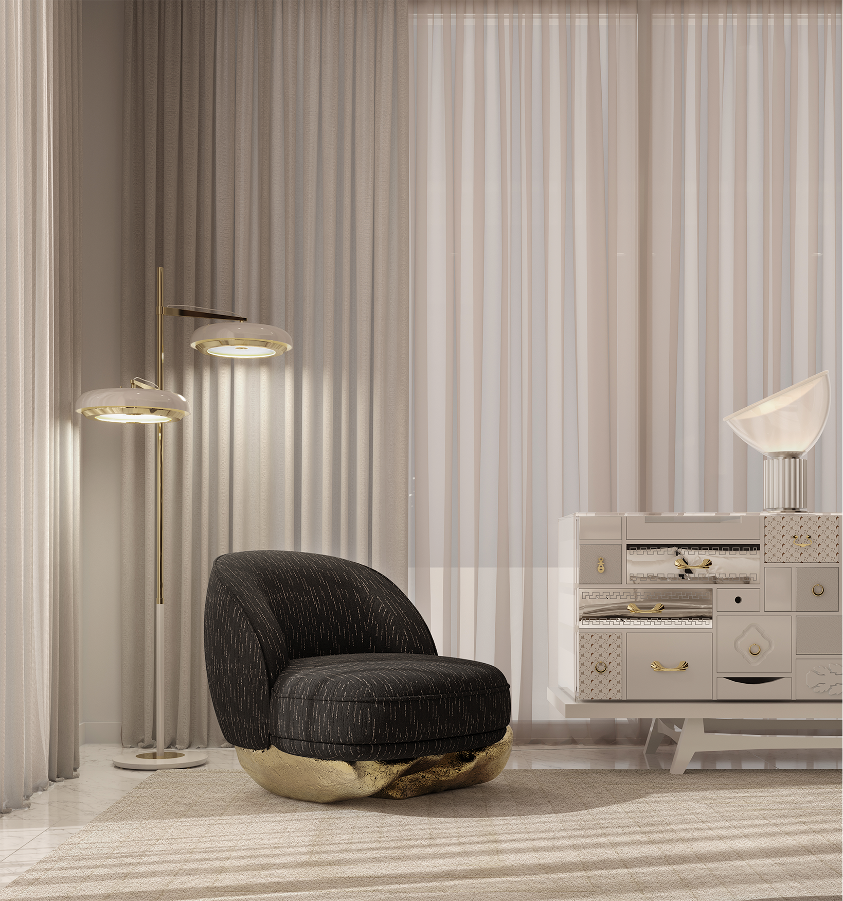 Fauteuil noir Angora II