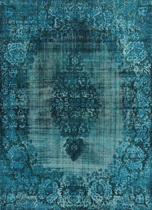 Donkerturkoois vintage vloerkleed