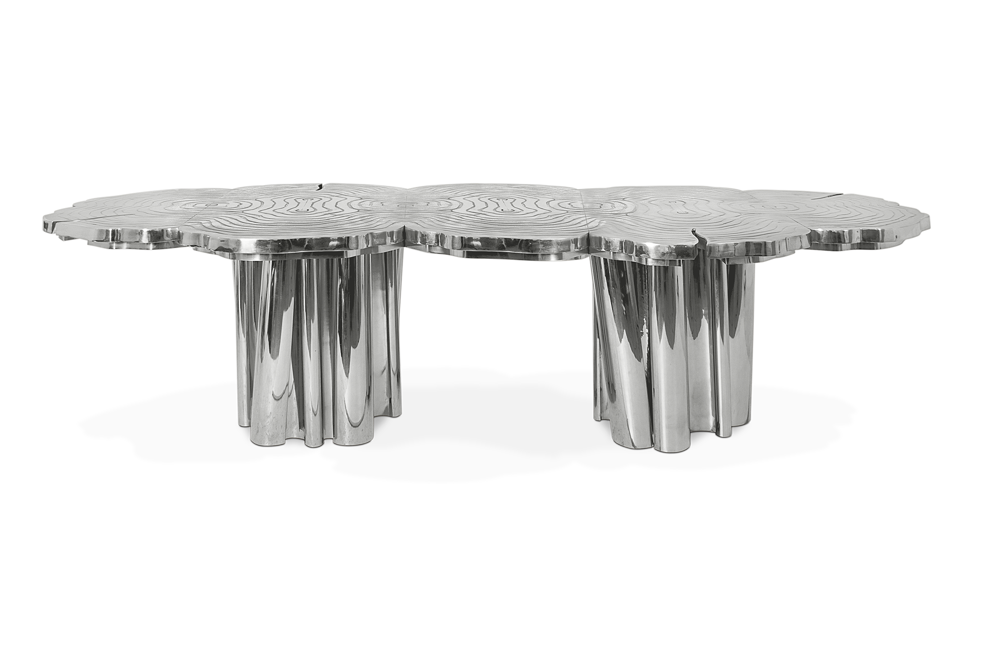 Ambachtelijke inox stalen eettafel | Afmetingen: B 350 cm Ambachtelijke inox stalen eettafel | Afmetingen: B 350 cm