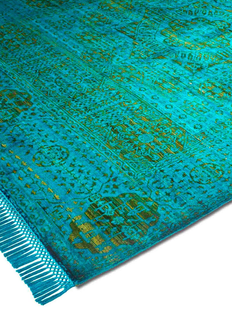 Electric Blue groen luxe vloerkleed