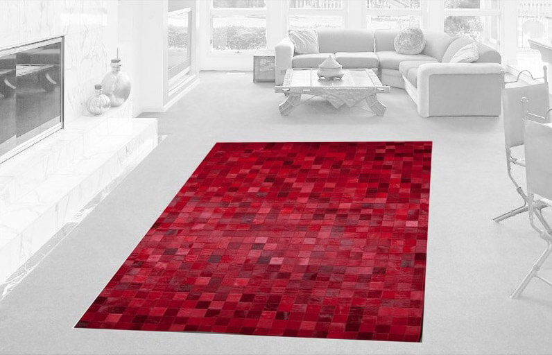 Tapis en peau de vache Mosaic rouge | Taille: 200 × 300 cm