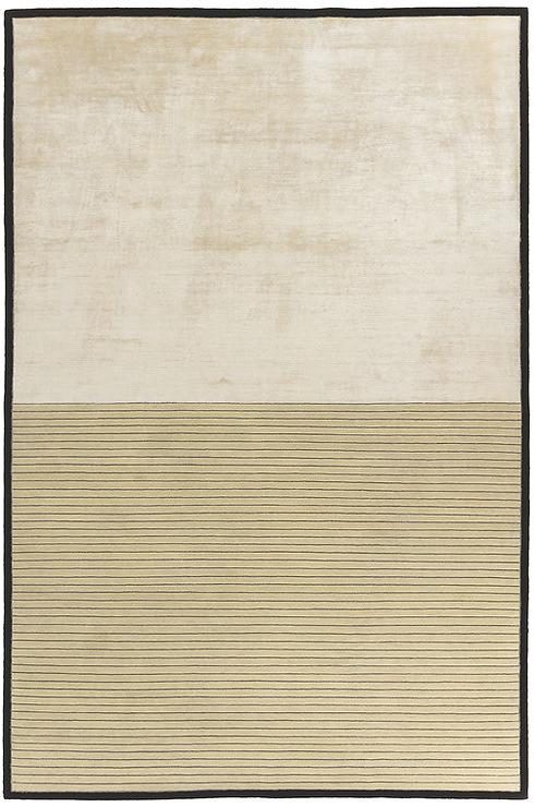 Hand Knotted beige gestreept wol & viscose vloerkleed