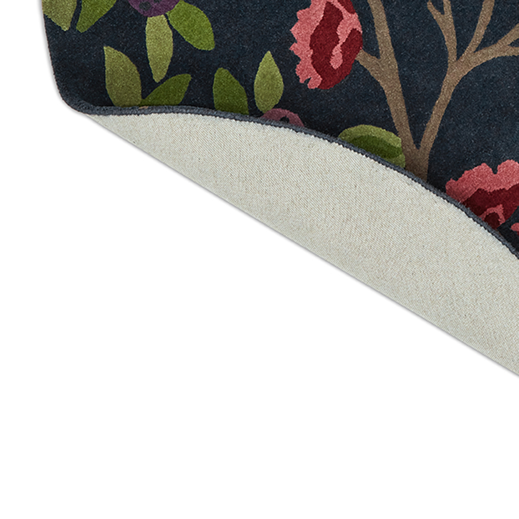 Foraging indigo rond vloerkleed