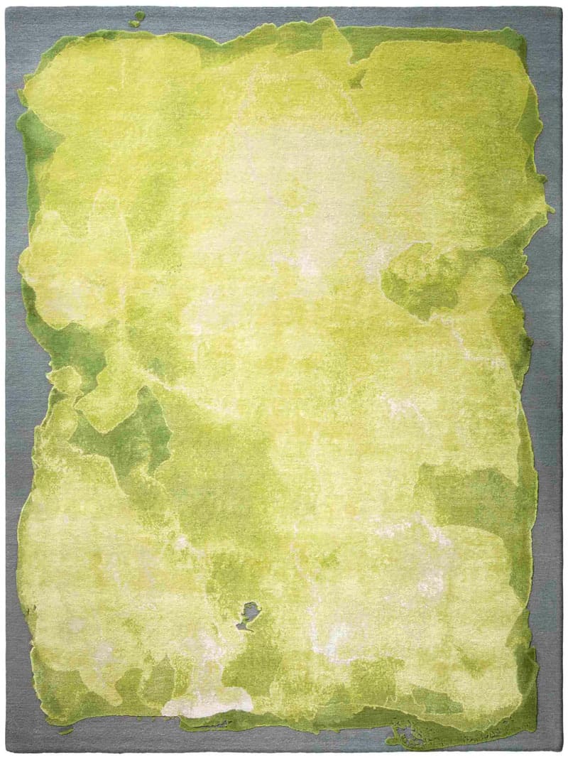 Tapis de luxe noué à la main Mono vert jaune | Taille: 170 × 240 cm