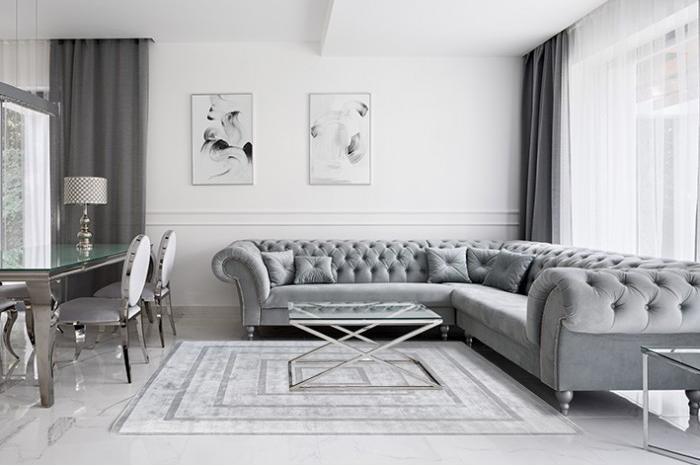 Domino tencel zilver vloerkleed | Maat: 200 × 200 cm