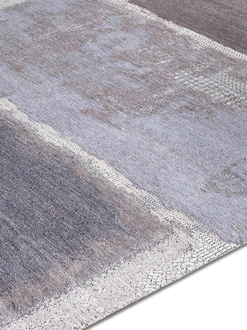 Grijs lichtblauw handgeweven vloerkleed | Maat: 183 × 274 cm