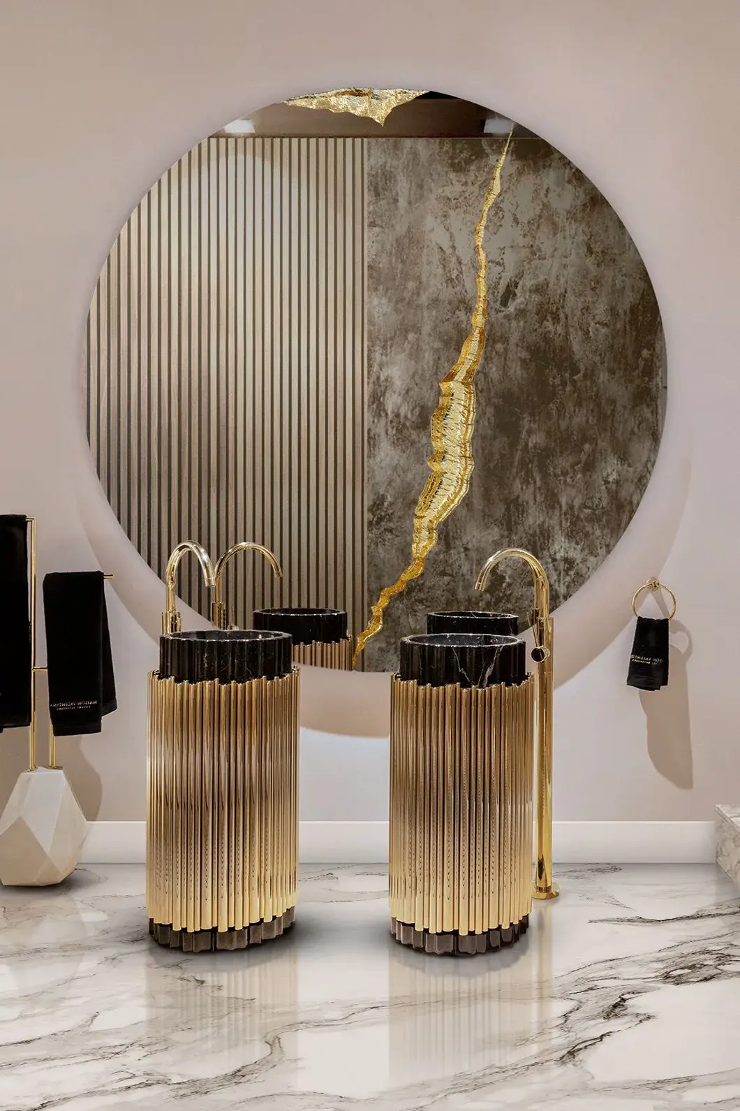 Lavabo Harmony noir/or
