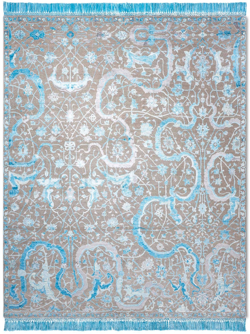 Tapis de luxe Tabriz Blue | Taille: 305 × 427 cm