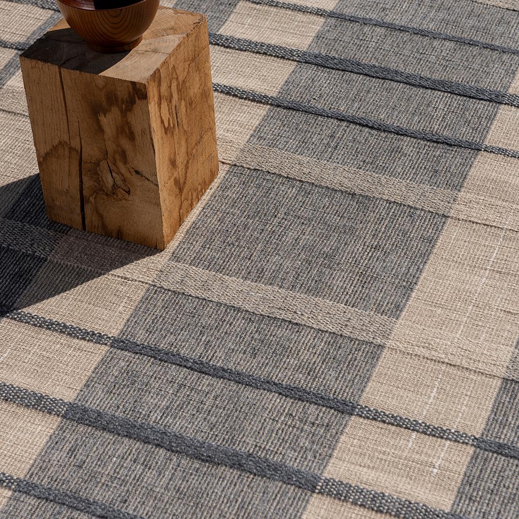 Zona denim ruit outdoor tapijt | Maat: 140 × 200 cm