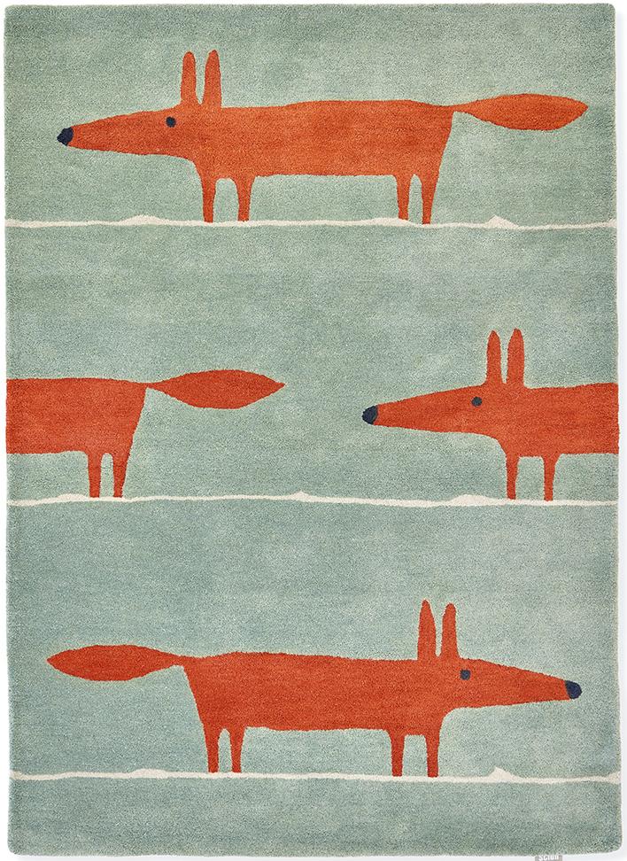 Tapis Mr. Fox menthe/coquelicot | Taille: 140 × 200 cm