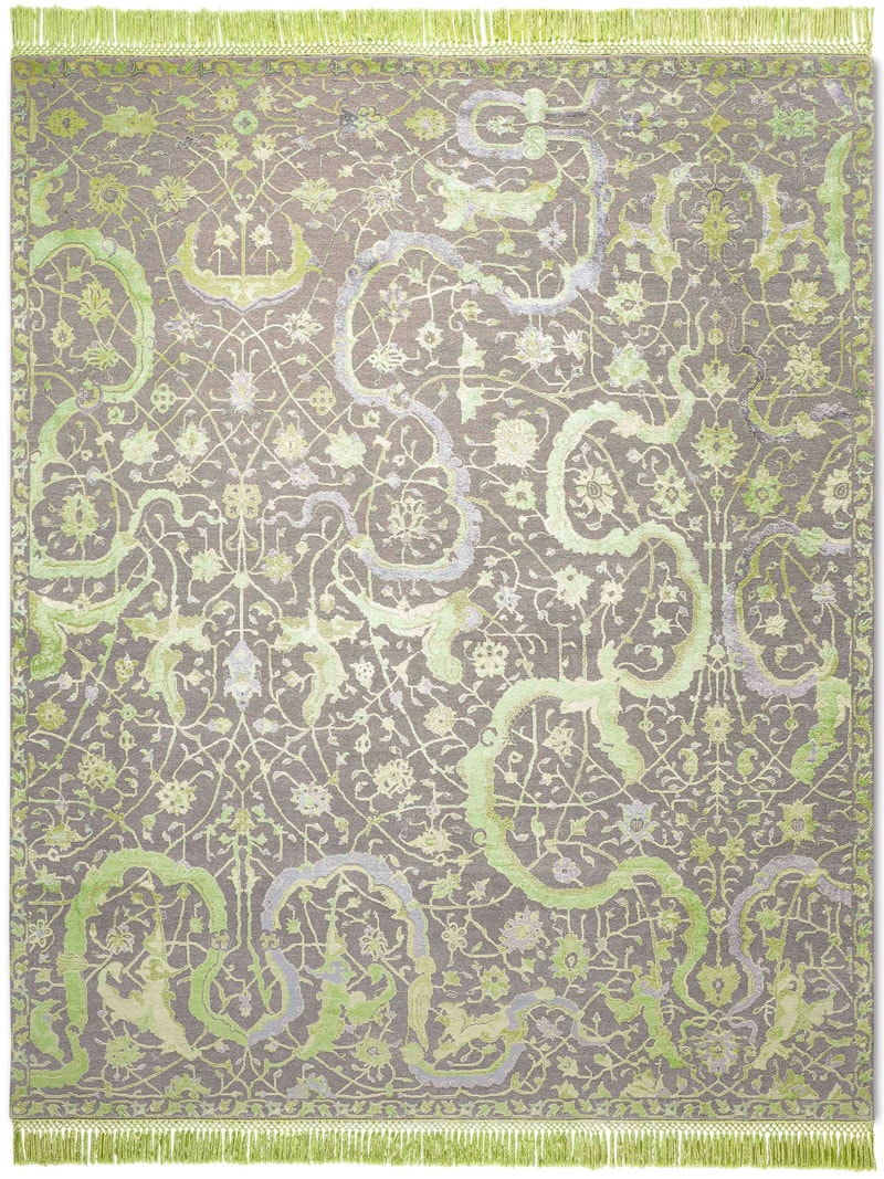 Tapis de luxe Tabriz Green | Taille: 365 × 457 cm
