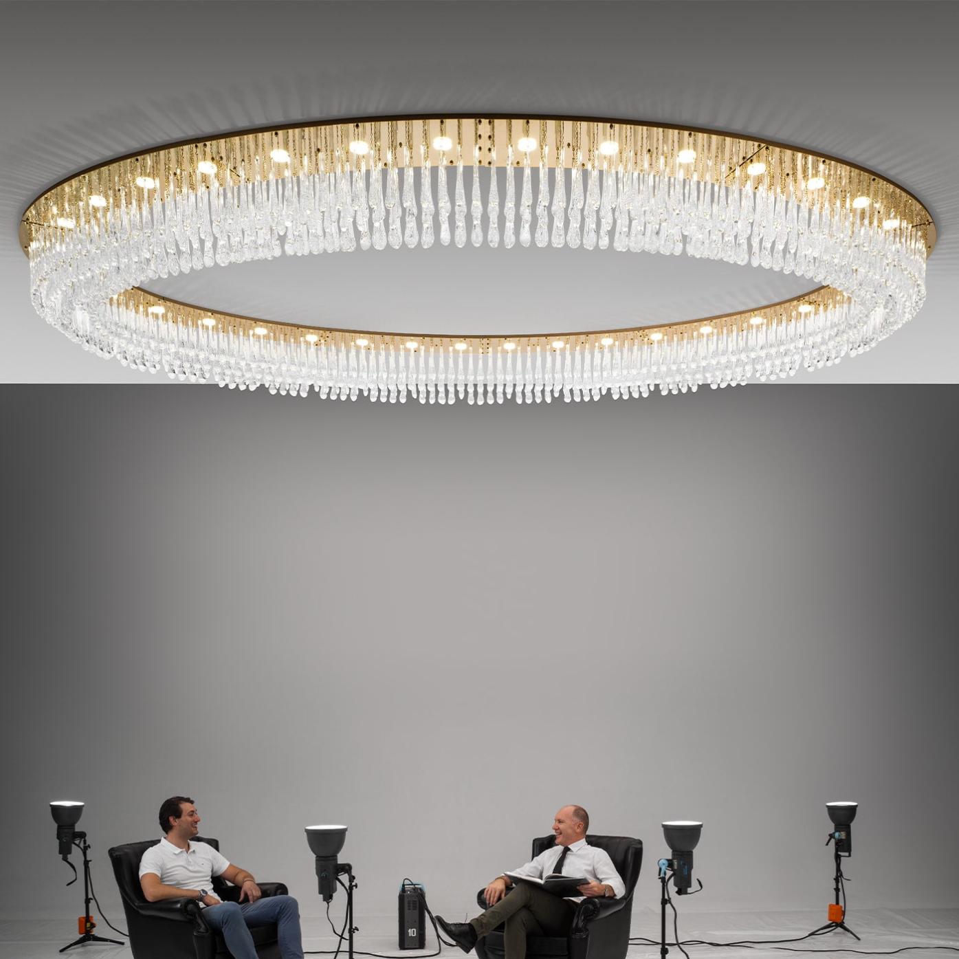 Ovale kroonluchter met Murano druppelglas
