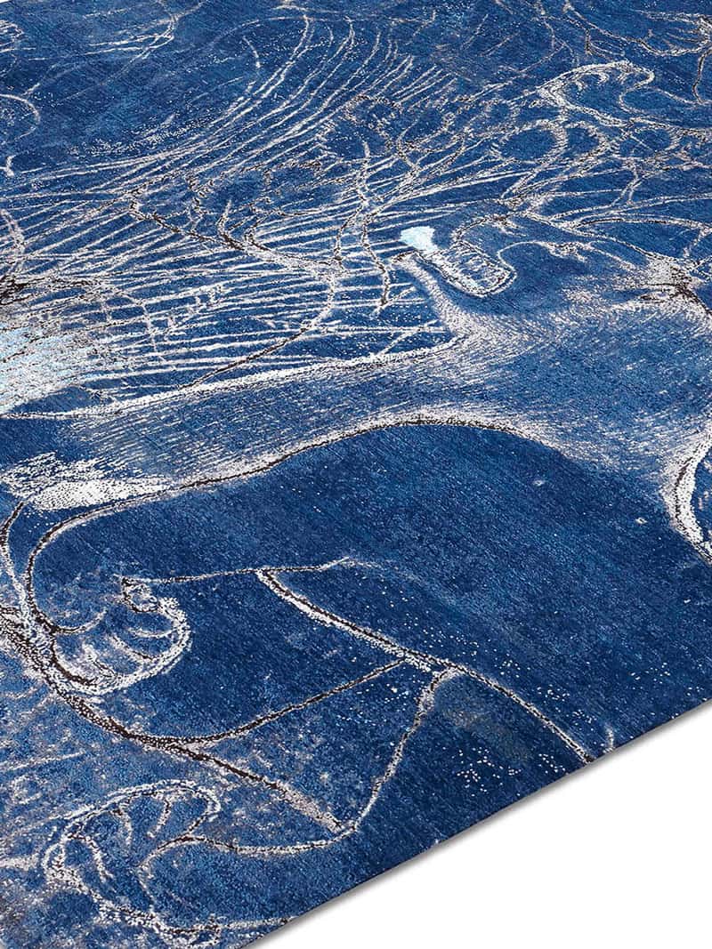 Two Lions Navy handgeweven tapijt | Maat: 274 × 365 cm