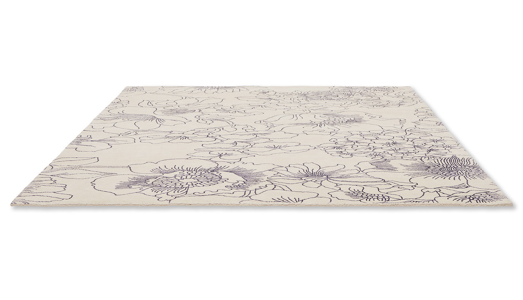 Tapis Linear Floral bleu | Taille: 250 × 350 cm