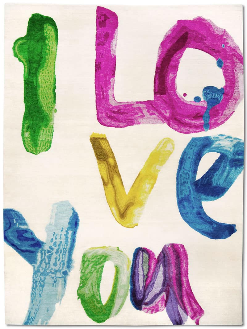 Tapis de luxe noué à la main I love You