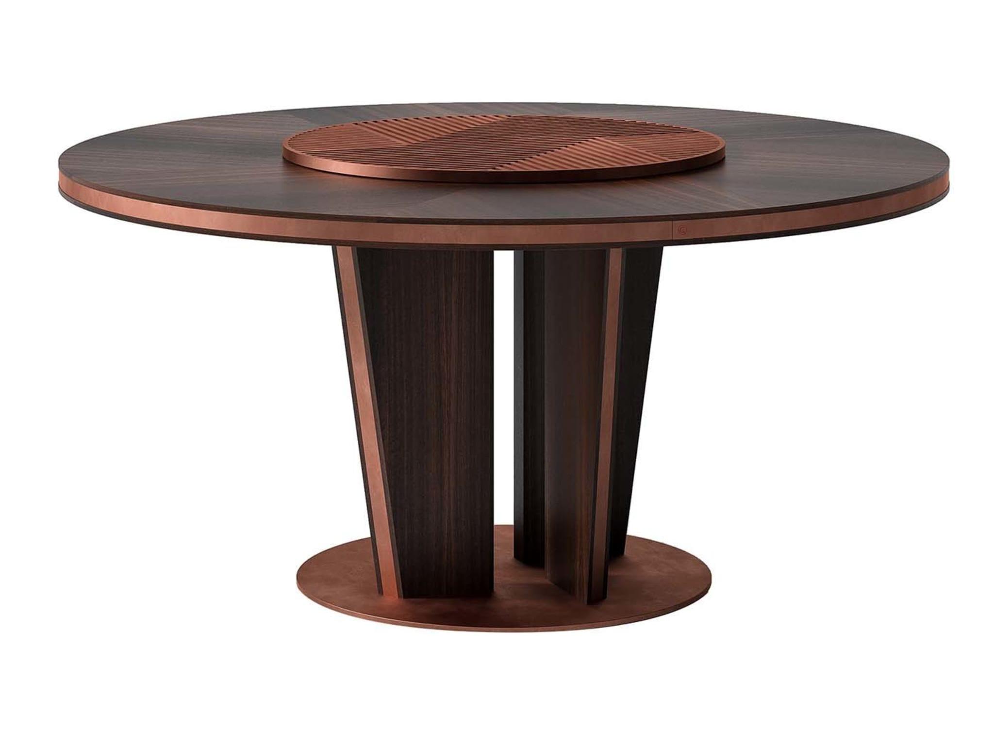 Donkere houten ronde eettafel | Afmetingen: Ø 180 cm Donkere houten ronde eettafel | Afmetingen: Ø 180 cm